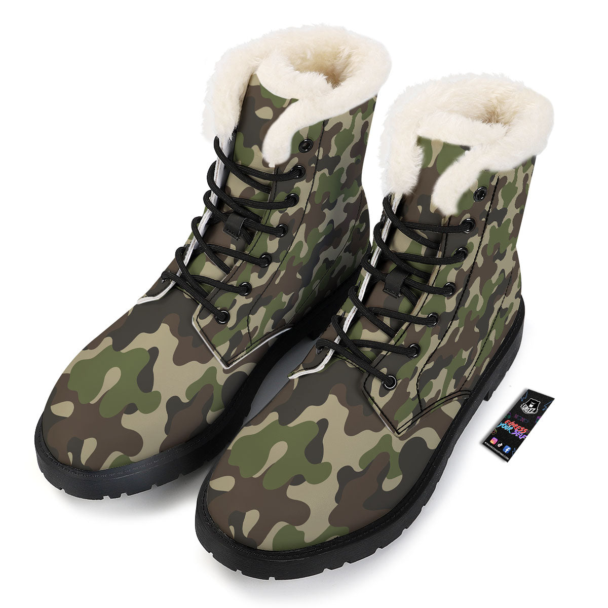Camouflage Jungle Hunting Print Winter Boots-grizzshop