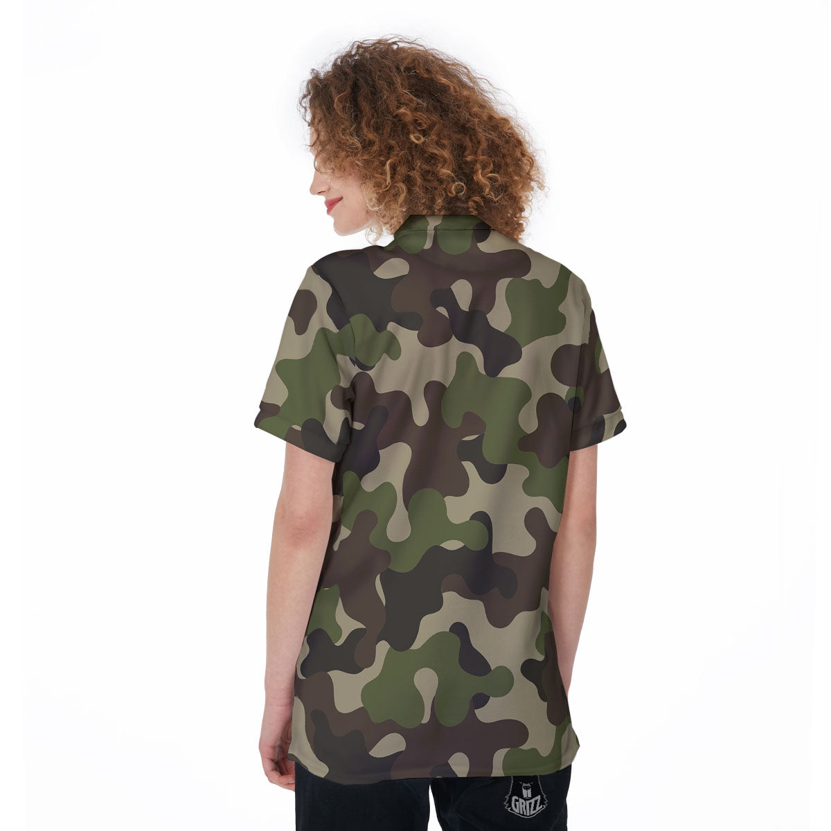 Camouflage Jungle Hunting Print Women's Golf Shirts-grizzshop