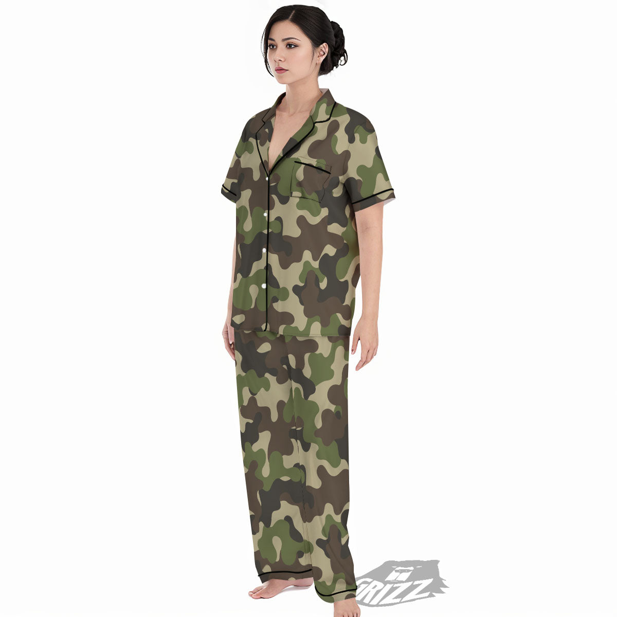 Camouflage Jungle Hunting Print Women's Pajamas Set-grizzshop