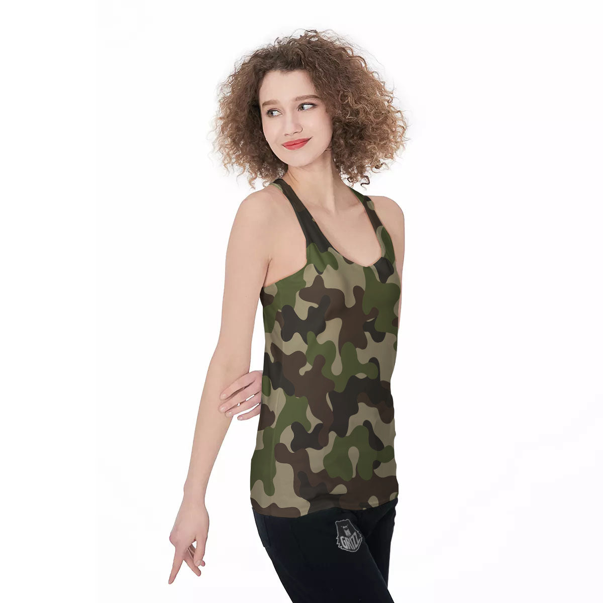 Camouflage Jungle Hunting Print Women's Racerback Tank Top-grizzshop