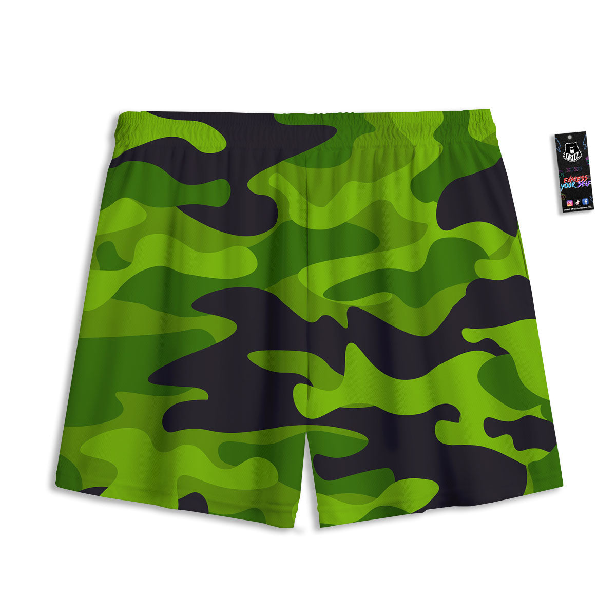 Camouflage Lime Green Print Mesh Shorts