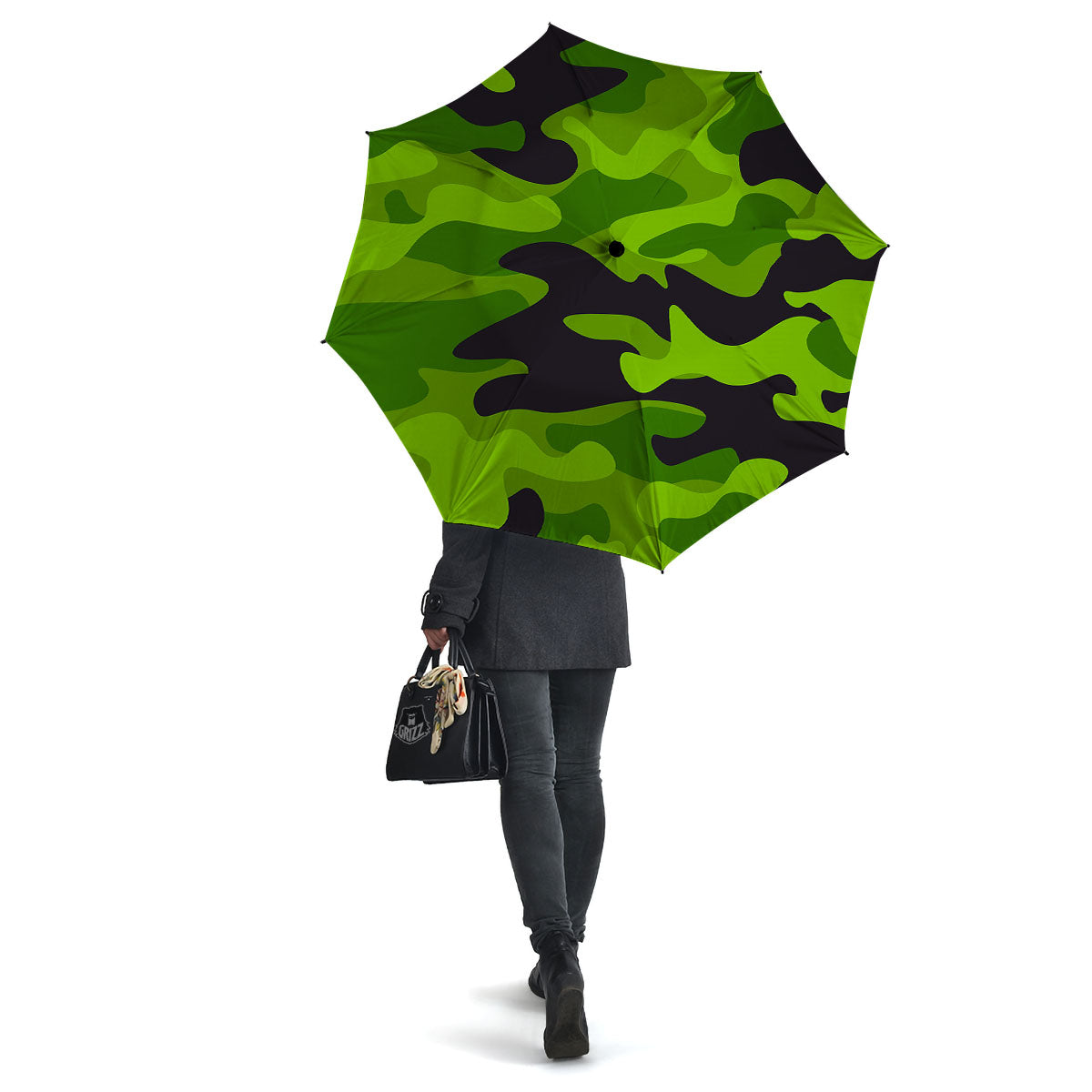 Camouflage Lime Green Print Umbrella-grizzshop