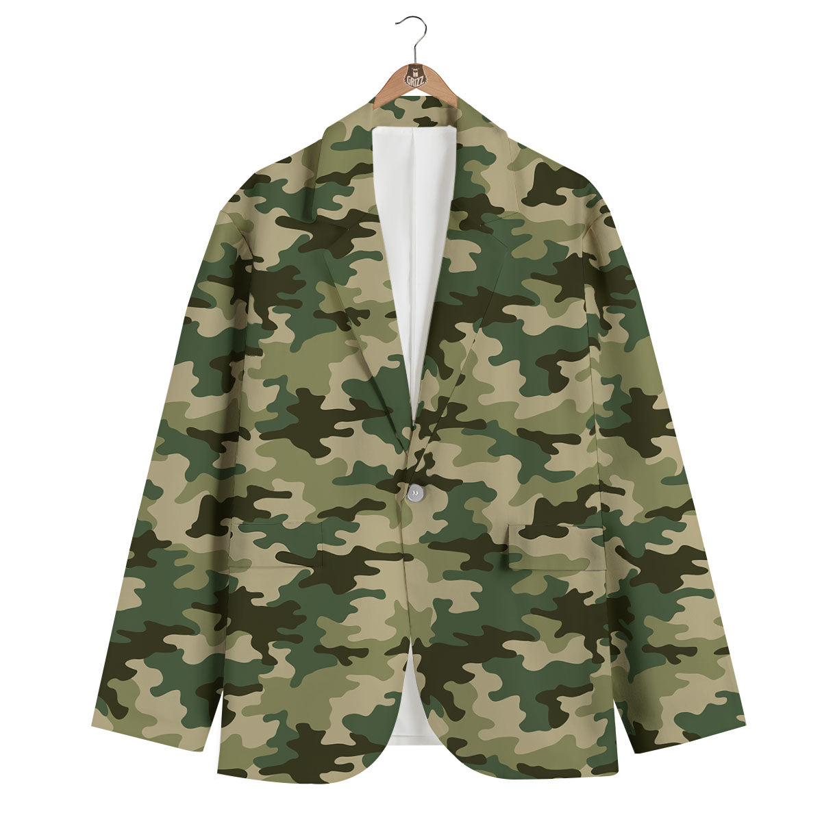 Camouflage Military Green Print Men s Blazer Grizzshopping