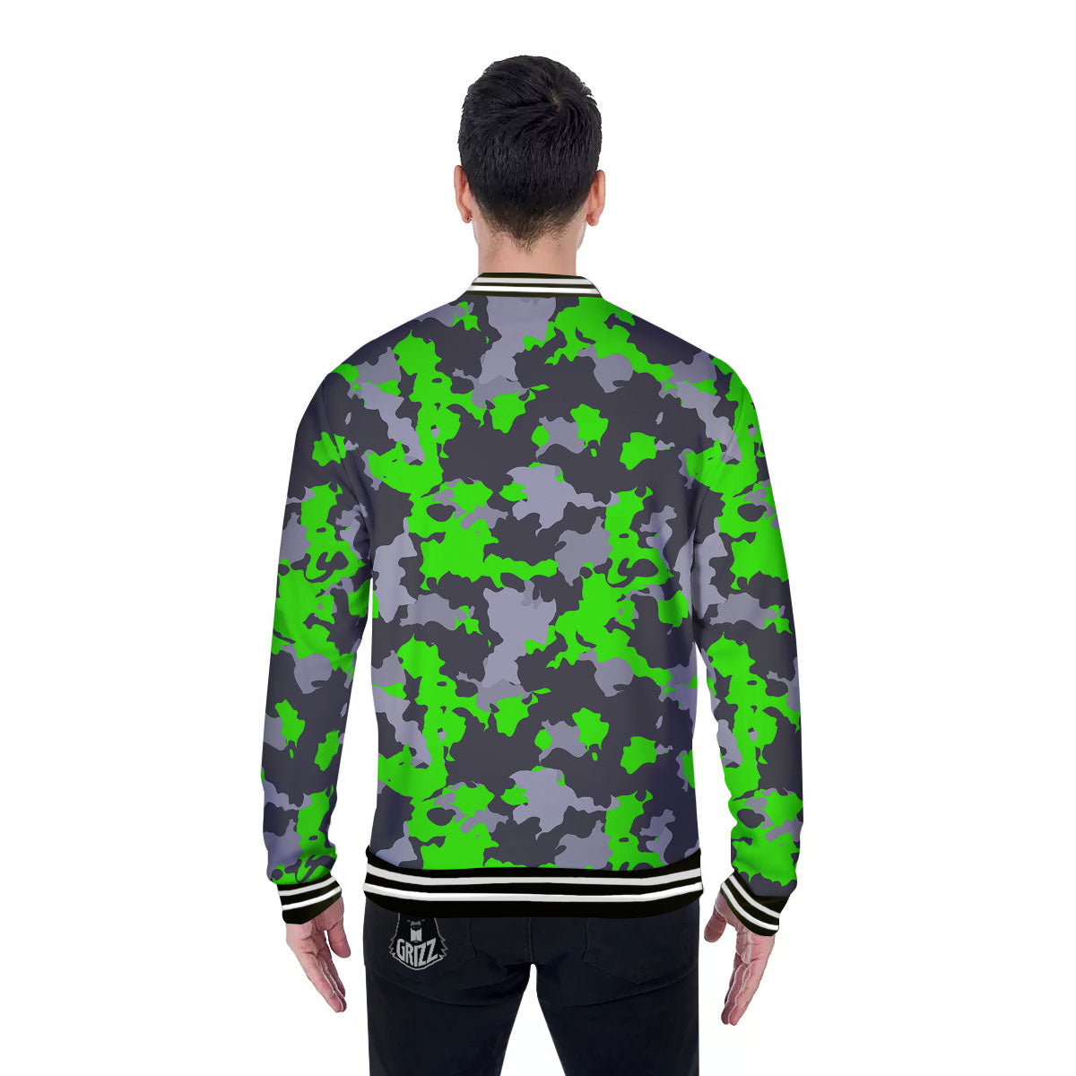 Camouflage Neon Print Baseball Jacket-grizzshop