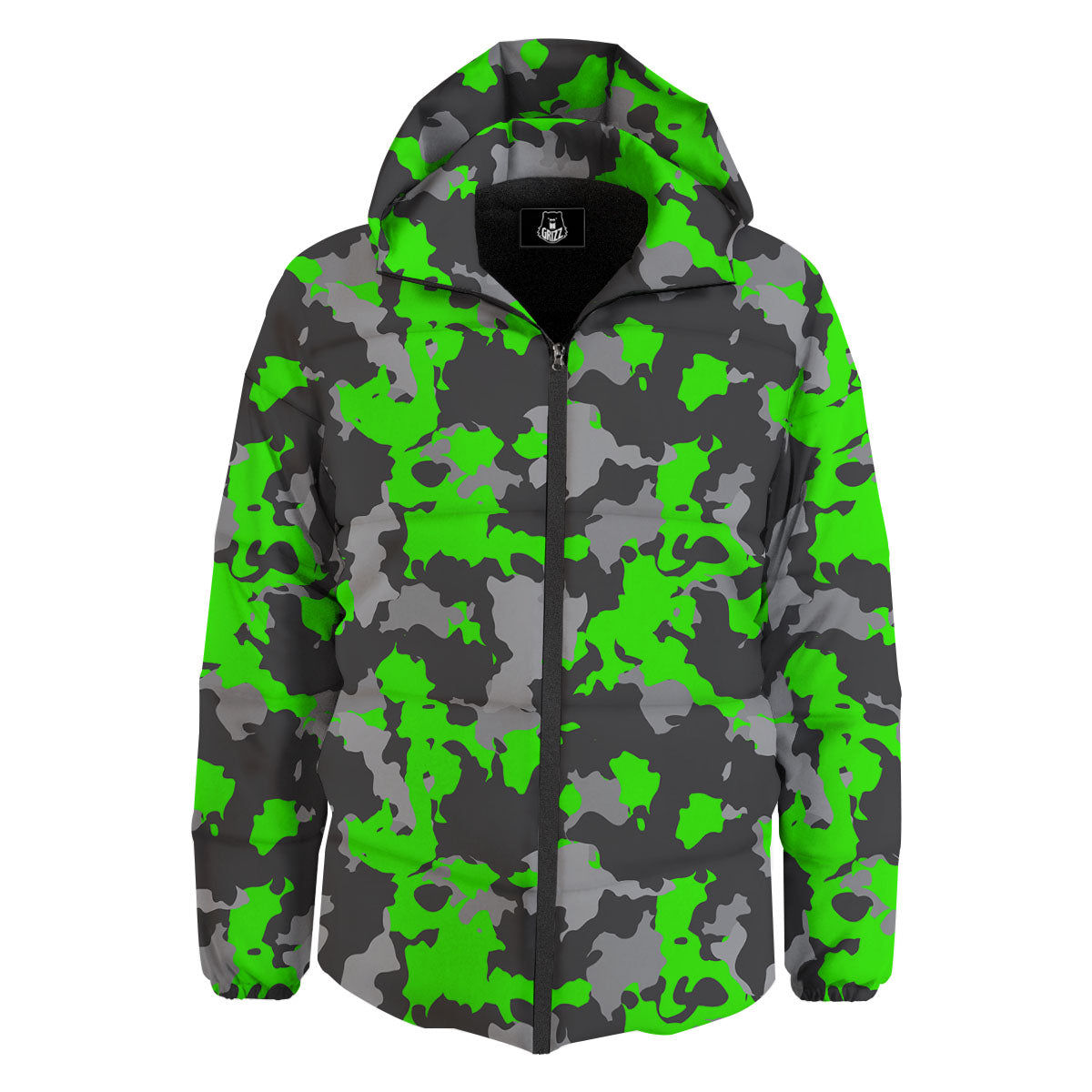Camouflage Neon Print Down Jacket-grizzshop