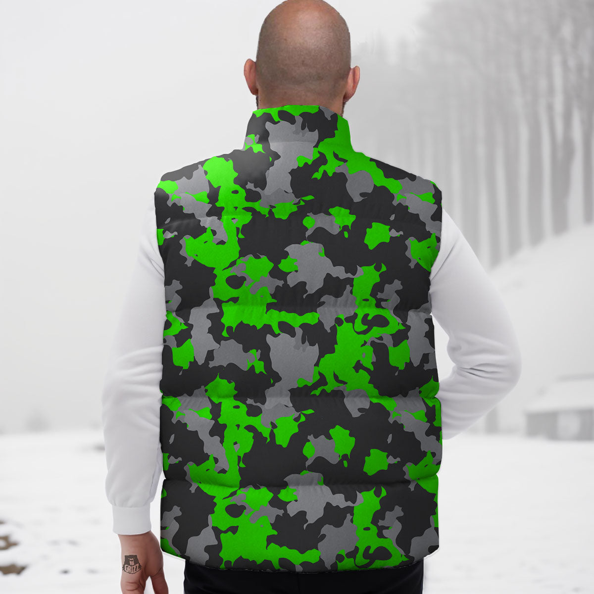 Camouflage Neon Print Down Vest
