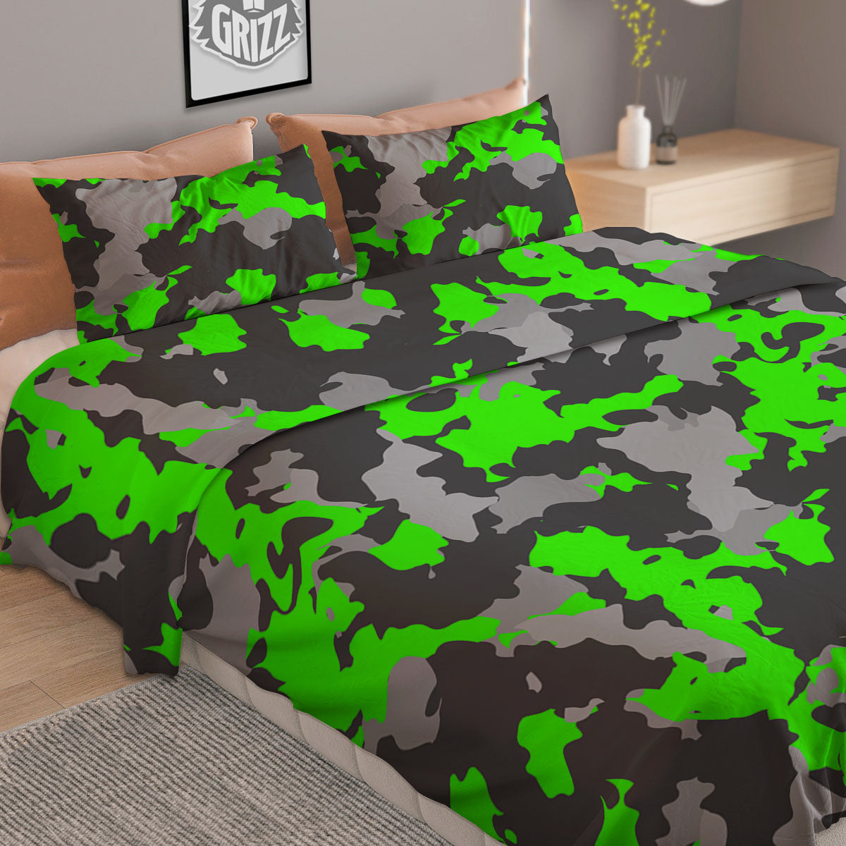 Camouflage Neon Print Duvet Cover Bedding Set