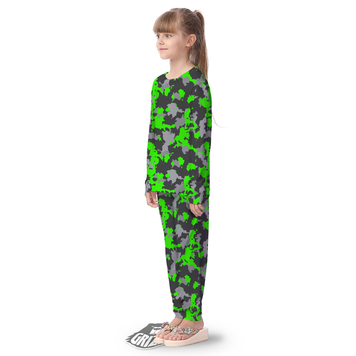 Camouflage Neon Print Kid's Pajamas-grizzshop