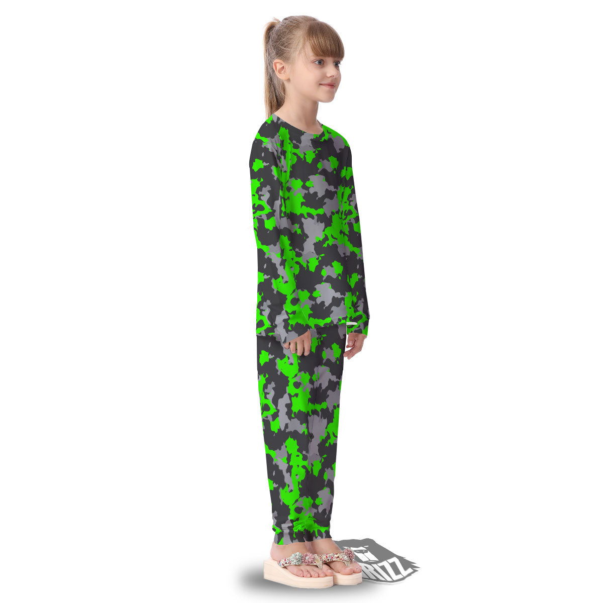 Camouflage Neon Print Kid's Pajamas-grizzshop