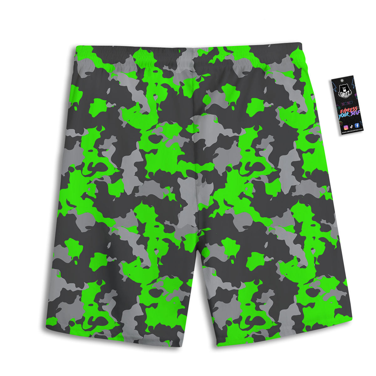 Camouflage Neon Print Men's Athletic Shorts