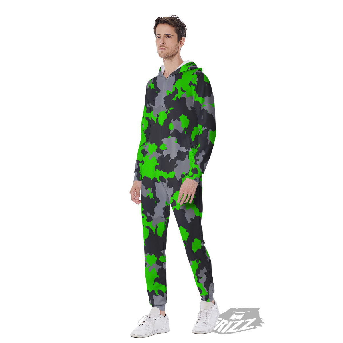Camouflage Neon Print Men's Jumpsuit-grizzshop
