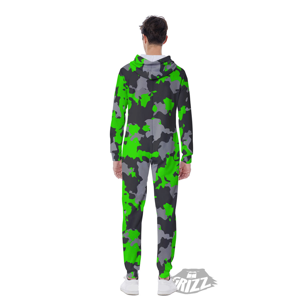 Camouflage Neon Print Men's Jumpsuit-grizzshop