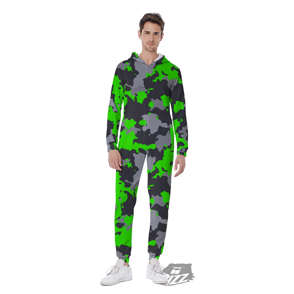 Camouflage Neon Print Men's Jumpsuit-grizzshop