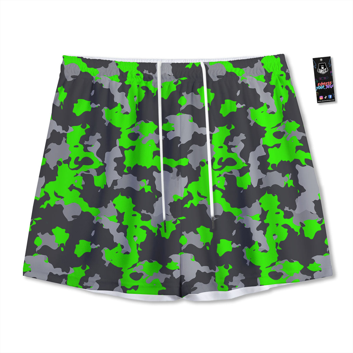 Camouflage Neon Print Mesh Shorts