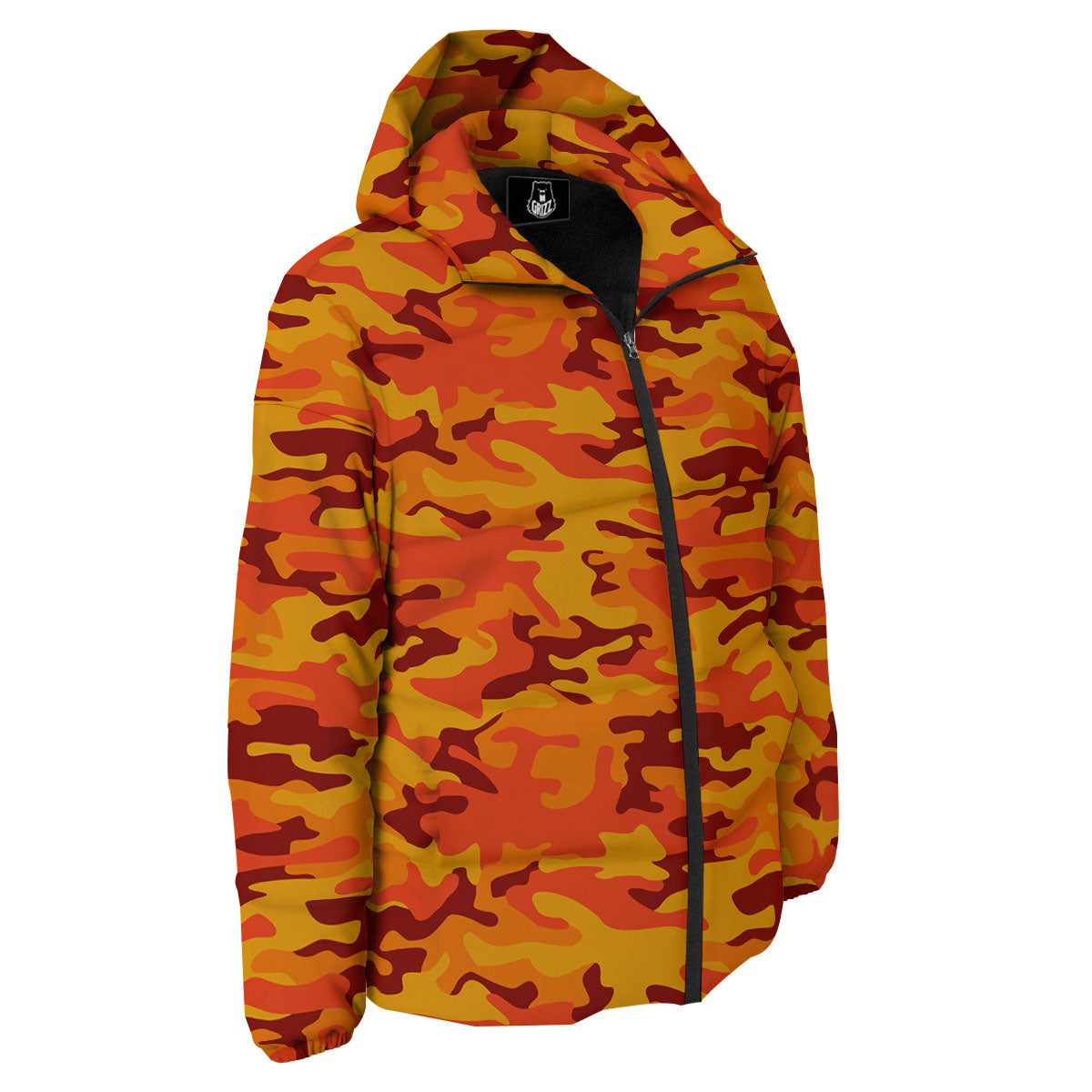 Camouflage Orange Print Down Jacket-grizzshop