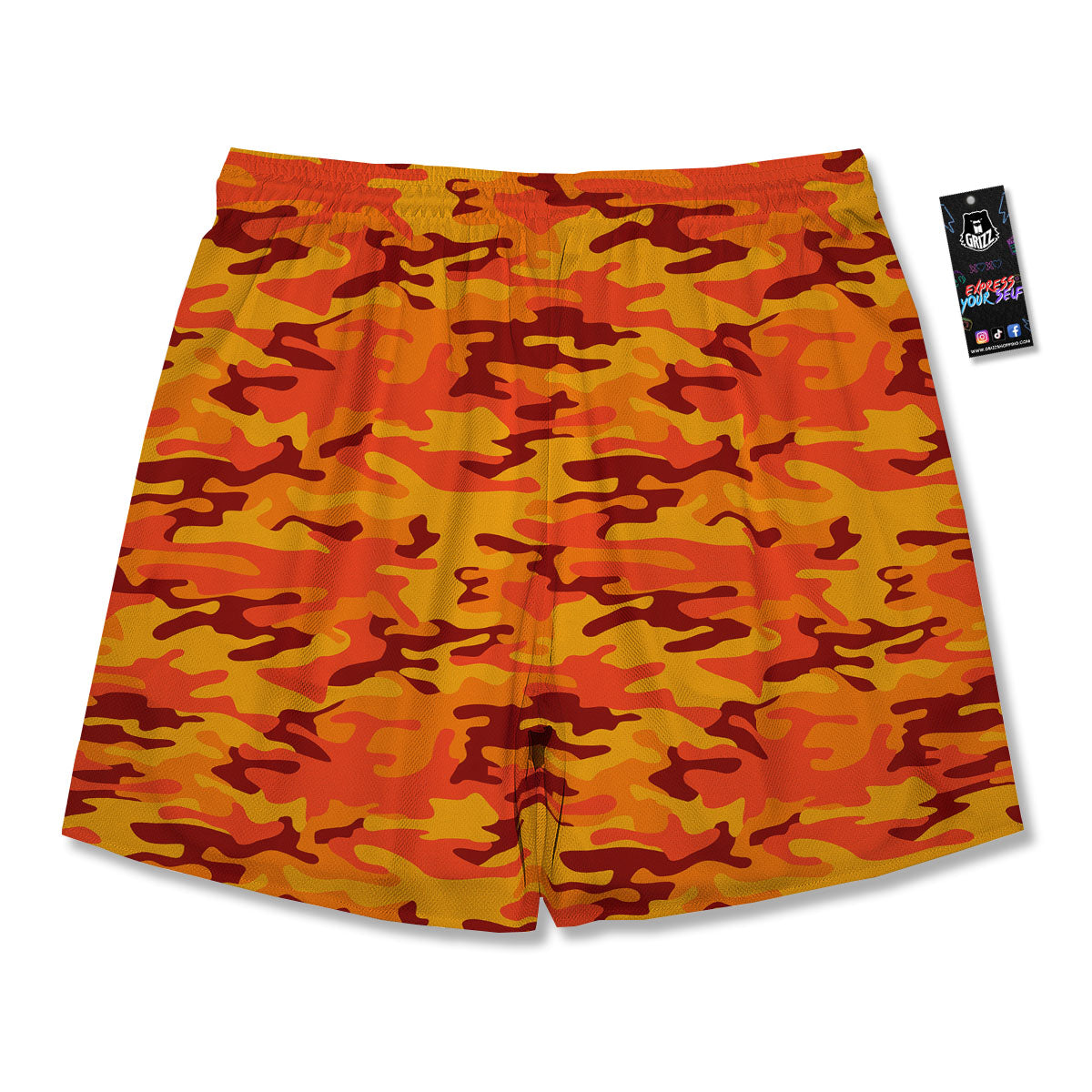 Camouflage Orange Print Men's Running Shorts-grizzshop