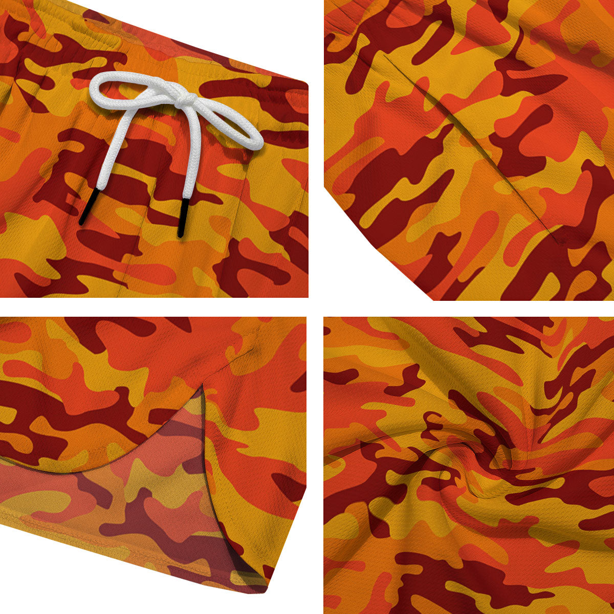 Camouflage Orange Print Men's Running Shorts-grizzshop