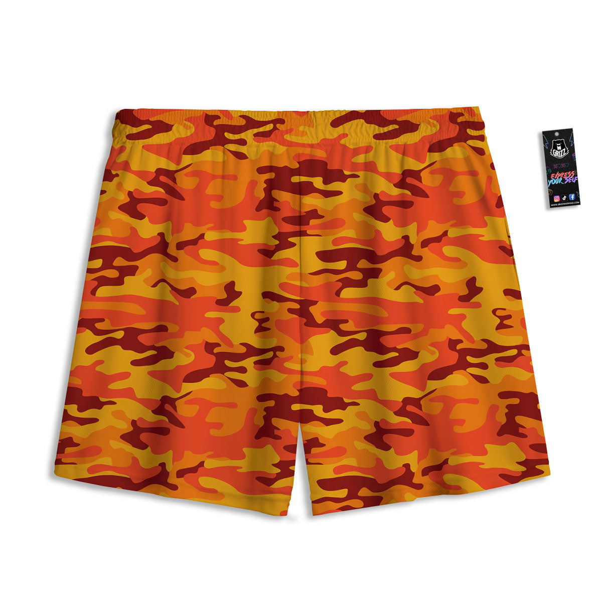 Camouflage Orange Print Mesh Shorts