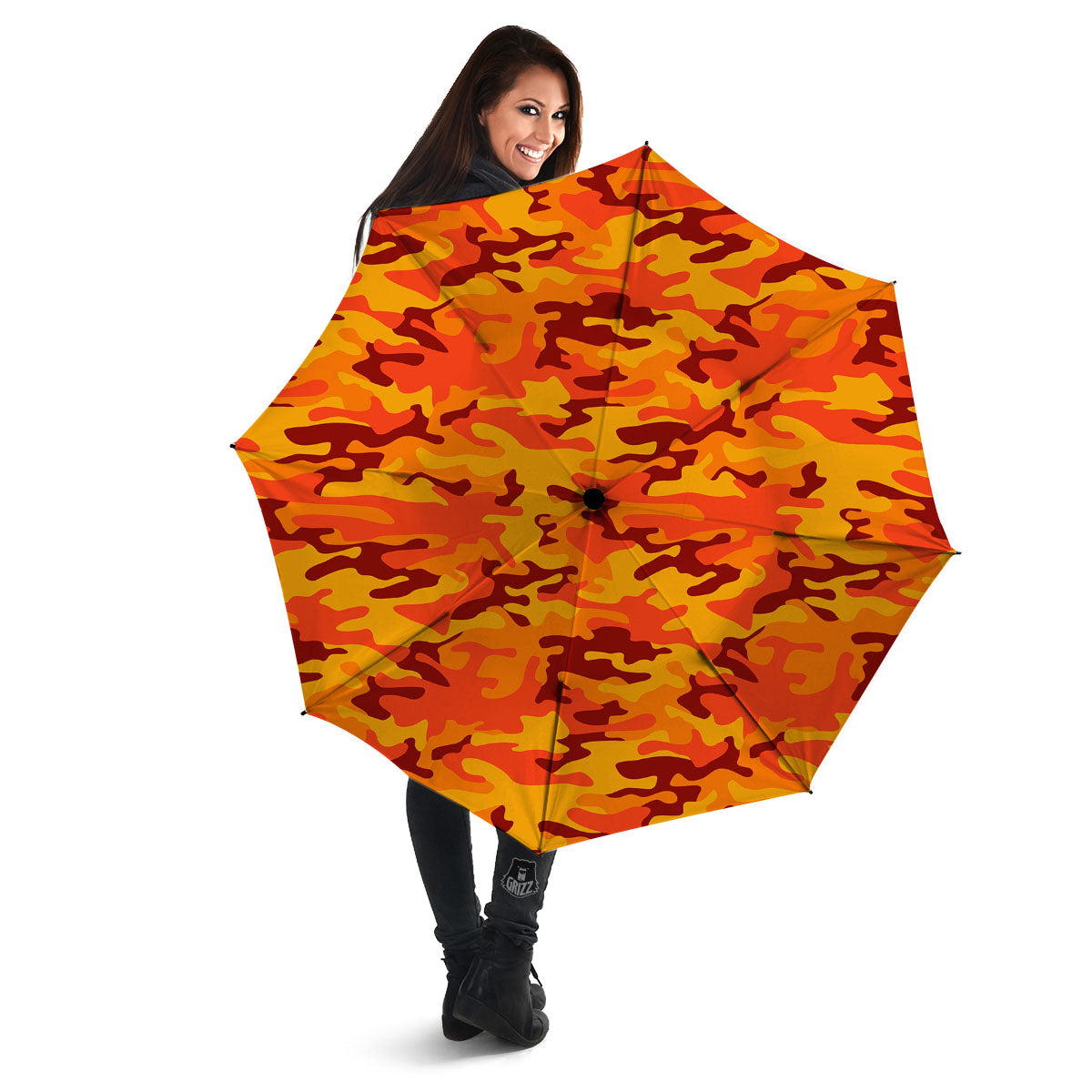 Camouflage Orange Print Umbrella-grizzshop
