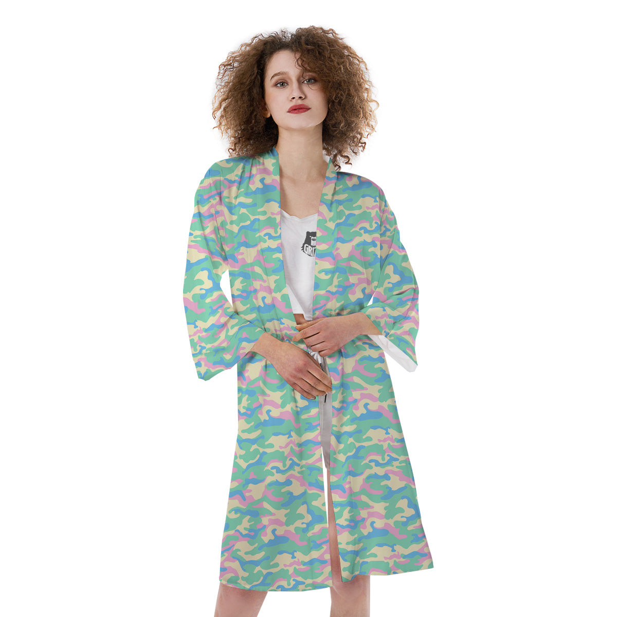 Camouflage Pastel Colors Print Pattern Kimono-grizzshop