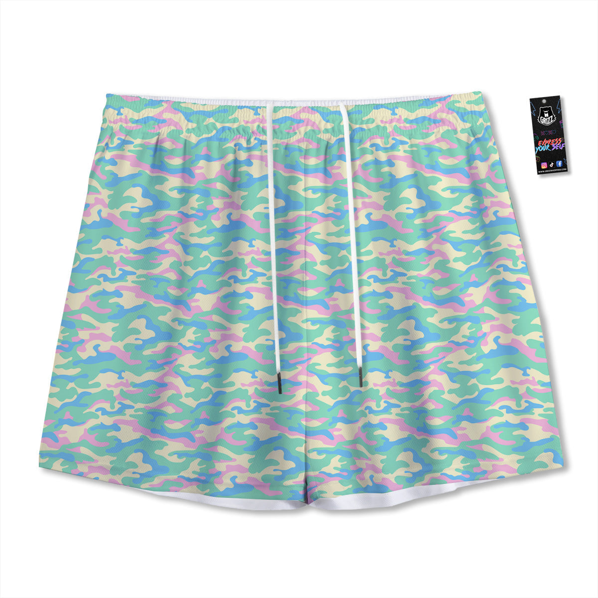 Evil Skull Flaming Print Mesh Shorts