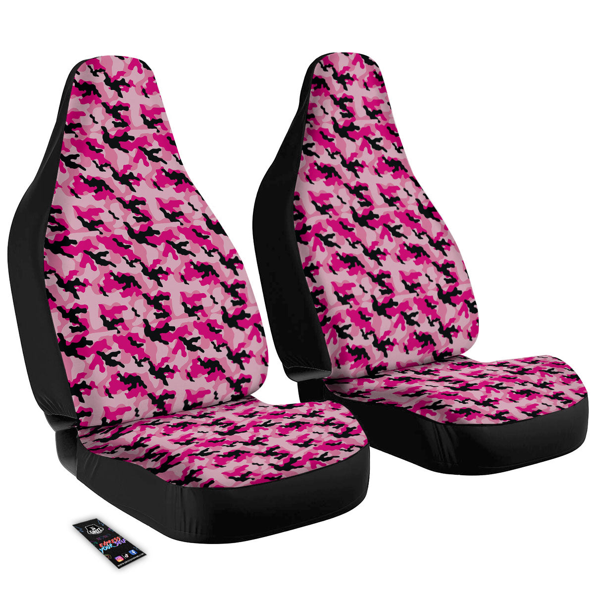 Camouflage Pink And Black Print Car Seat Covers-grizzshop