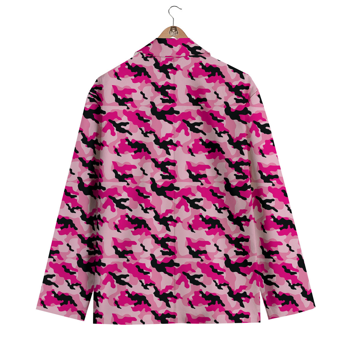 Camouflage Pink And Black Print Men's Blazer-grizzshop