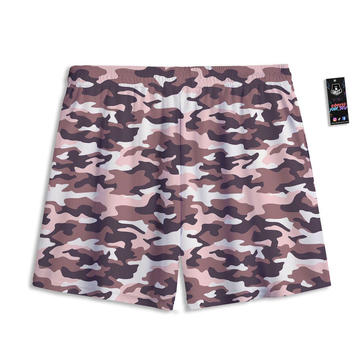 Camouflage Pink Brown Print Mesh Shorts