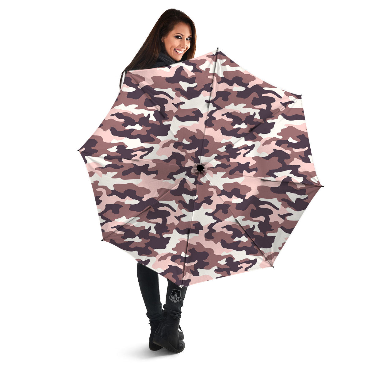 Camouflage Pink Brown Print Umbrella-grizzshop