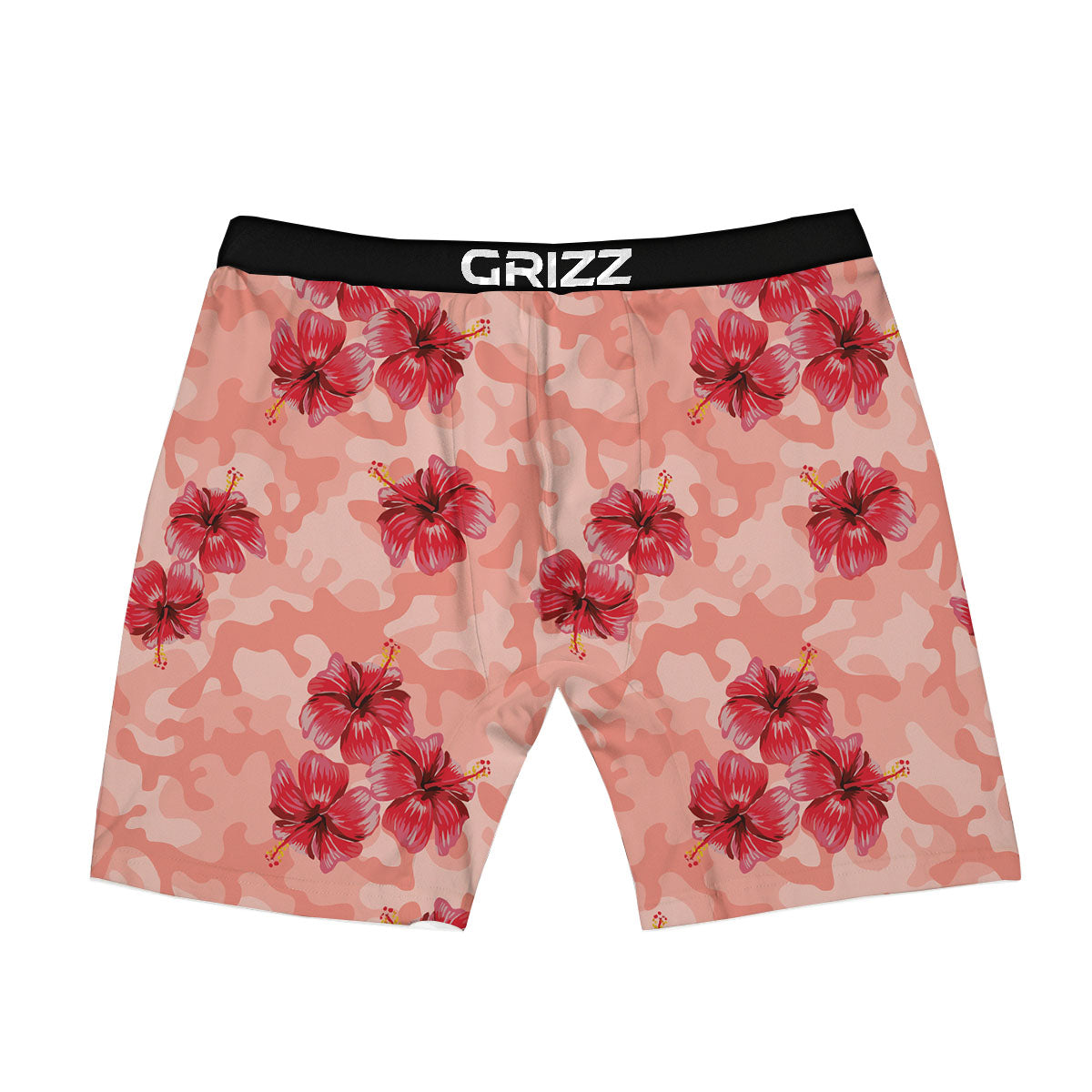 Camouflage Pink Hibiscus Flower Print Pattern Boxer Briefs-grizzshop