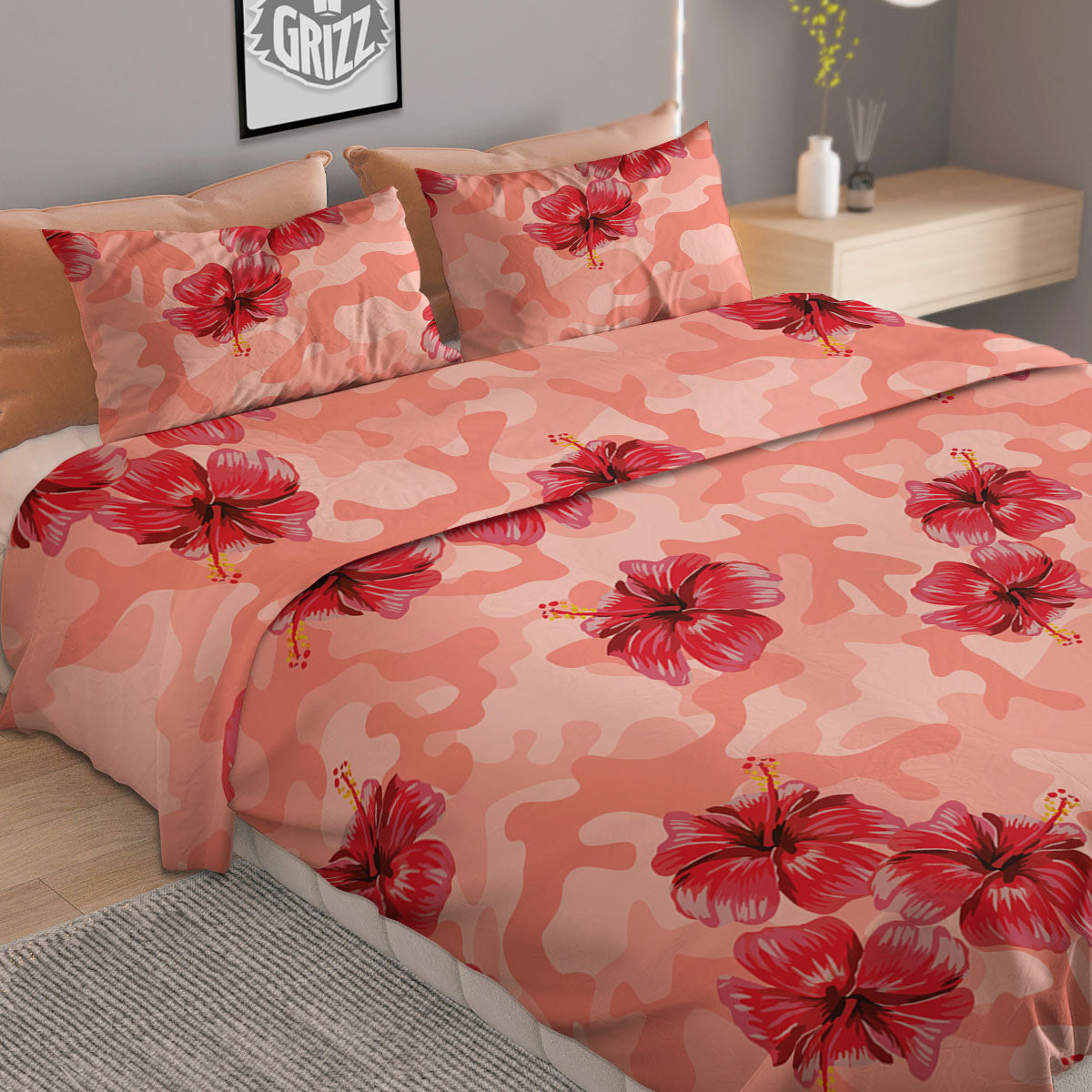 Breast Cancer White Dove Print Pattern Duvet Cover Bedding Set