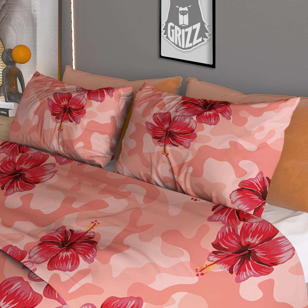 Breast Cancer White Dove Print Pattern Duvet Cover Bedding Set