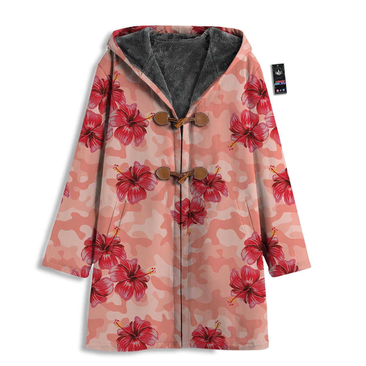 Camouflage Pink Hibiscus Flower Print Pattern Men's Windbreaker Jacket-grizzshop