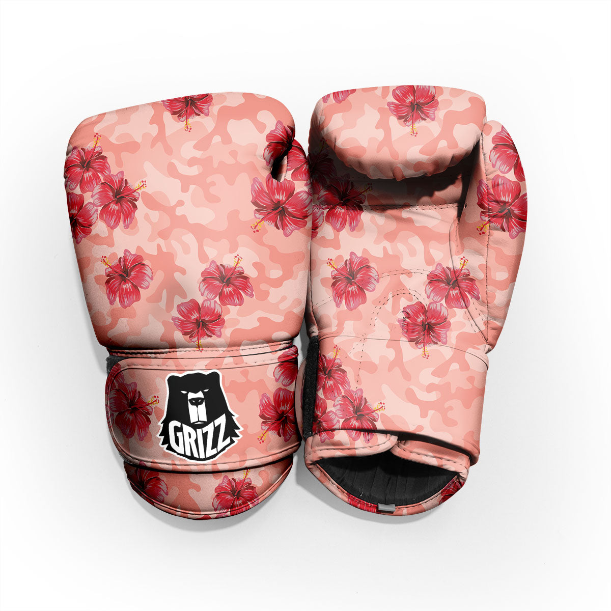 Camouflage Pink Hibiscus Flower Print Pattern Pro Boxing Glove