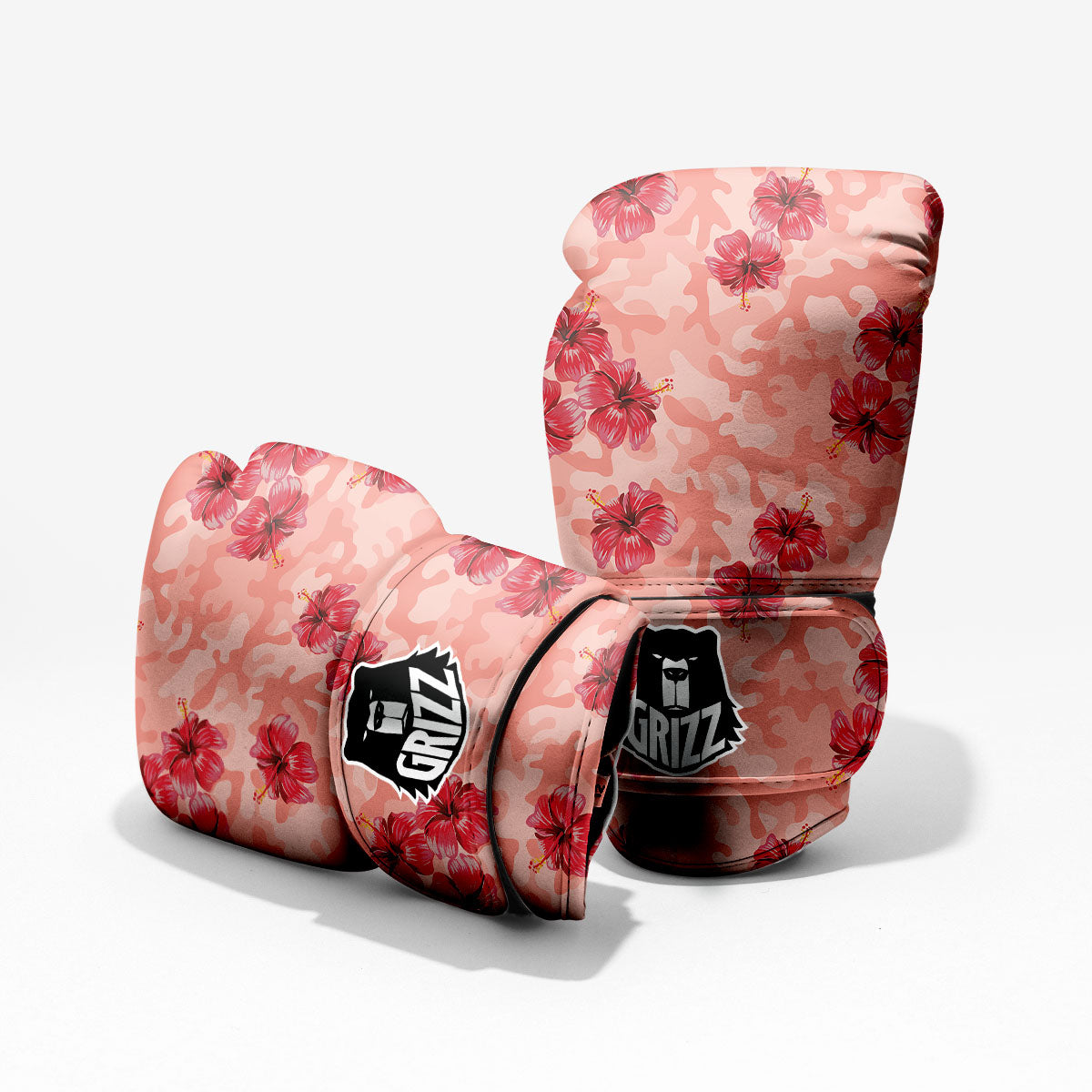 Camouflage Pink Hibiscus Flower Print Pattern Pro Boxing Glove