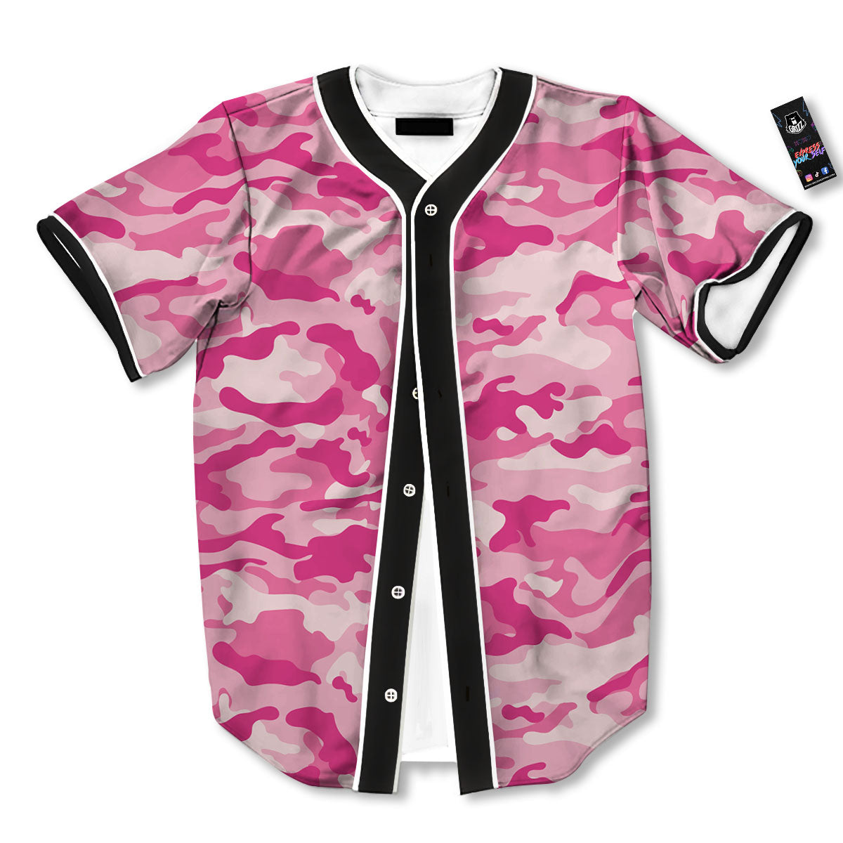 Camouflage Pink Print Pattern Baseball Jersey-grizzshop