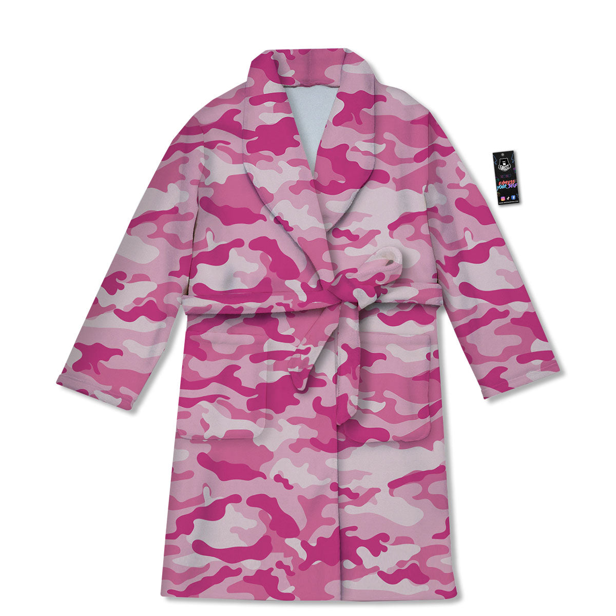 Camouflage Pink Print Pattern Bathrobe-grizzshop