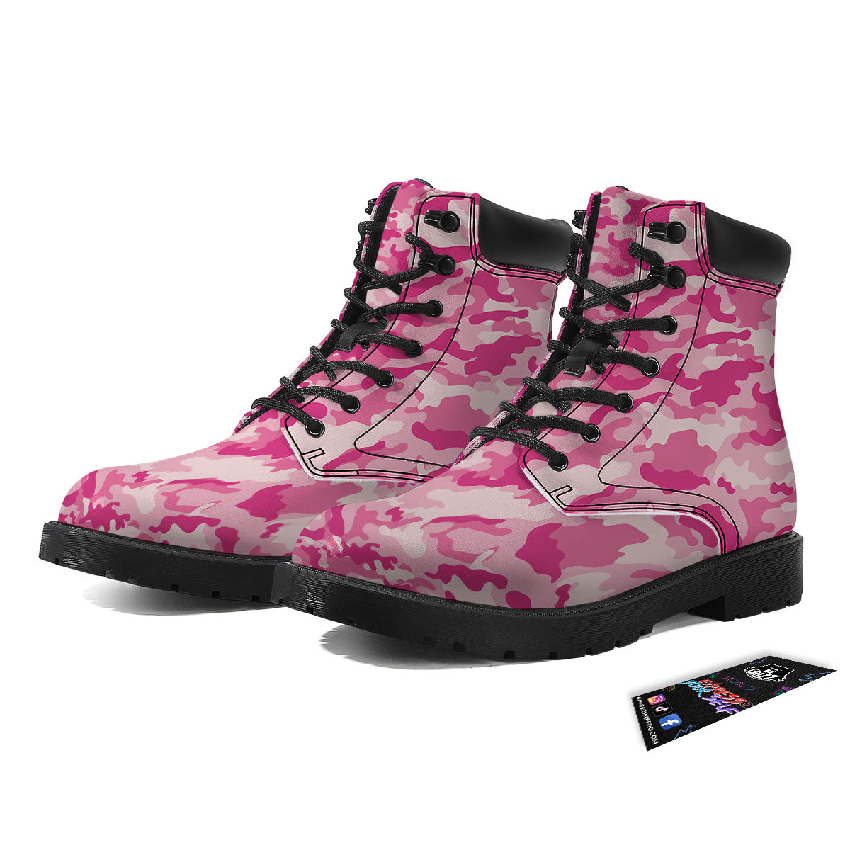 Camouflage Pink Print Pattern Boots-grizzshop