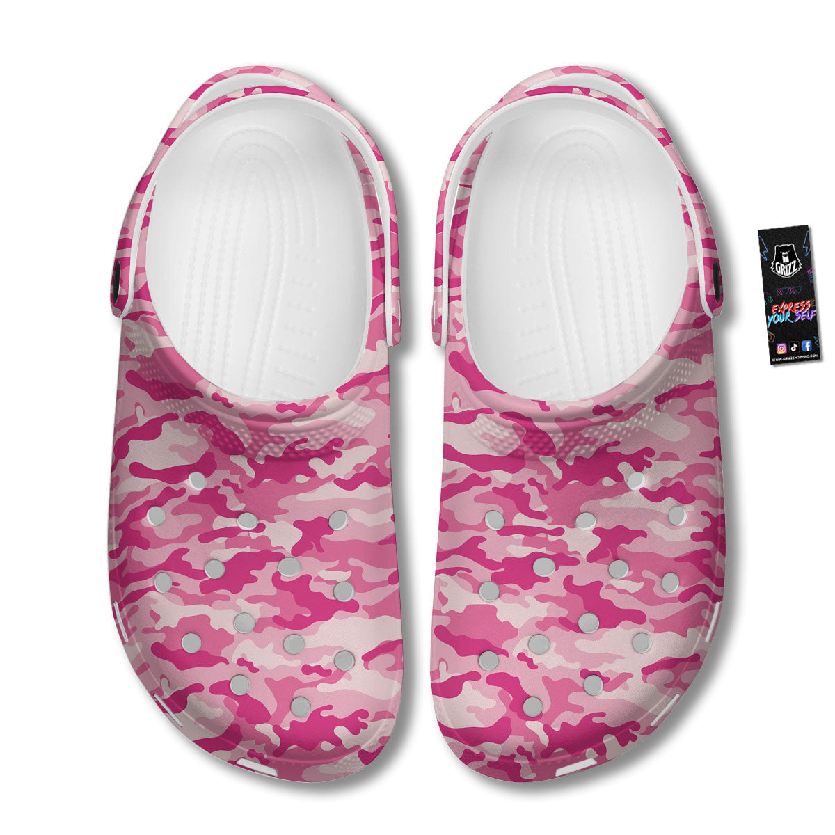 Camouflage Pink Print Pattern Clog-grizzshop
