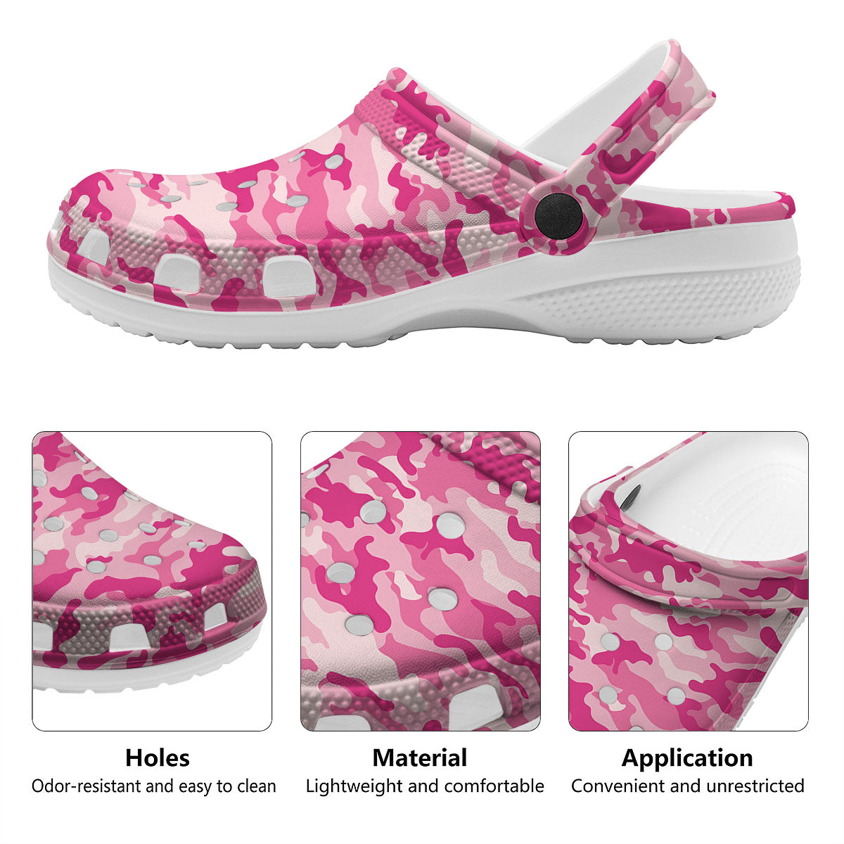 Camouflage Pink Print Pattern Clog-grizzshop
