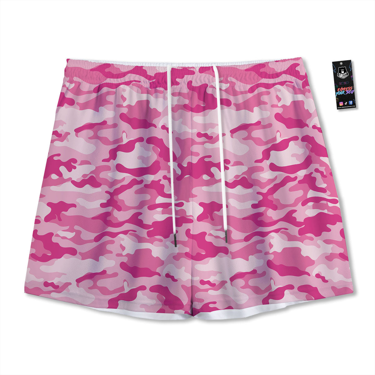 Camouflage Pink Print Pattern Mesh Shorts