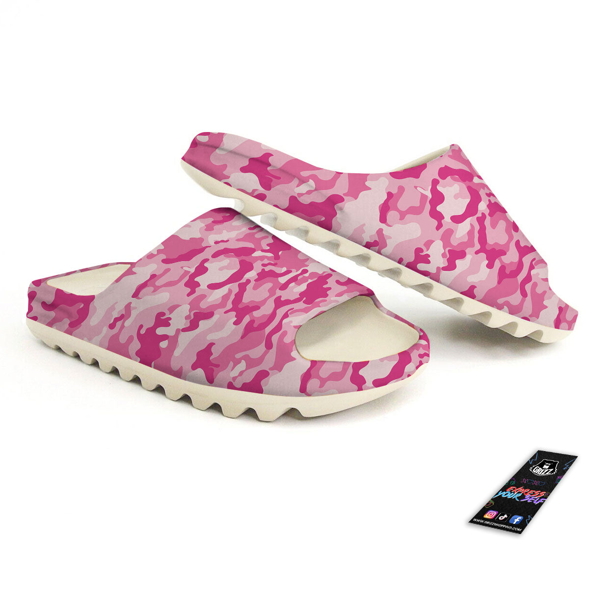 Camouflage Pink Print Pattern Sandals-grizzshop