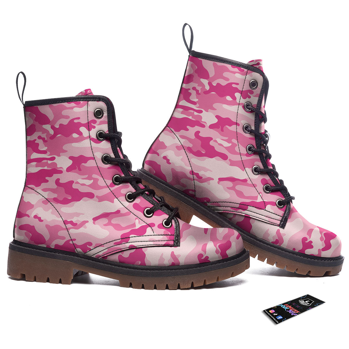 Camouflage Pink Print Pattern Work Boots-grizzshop