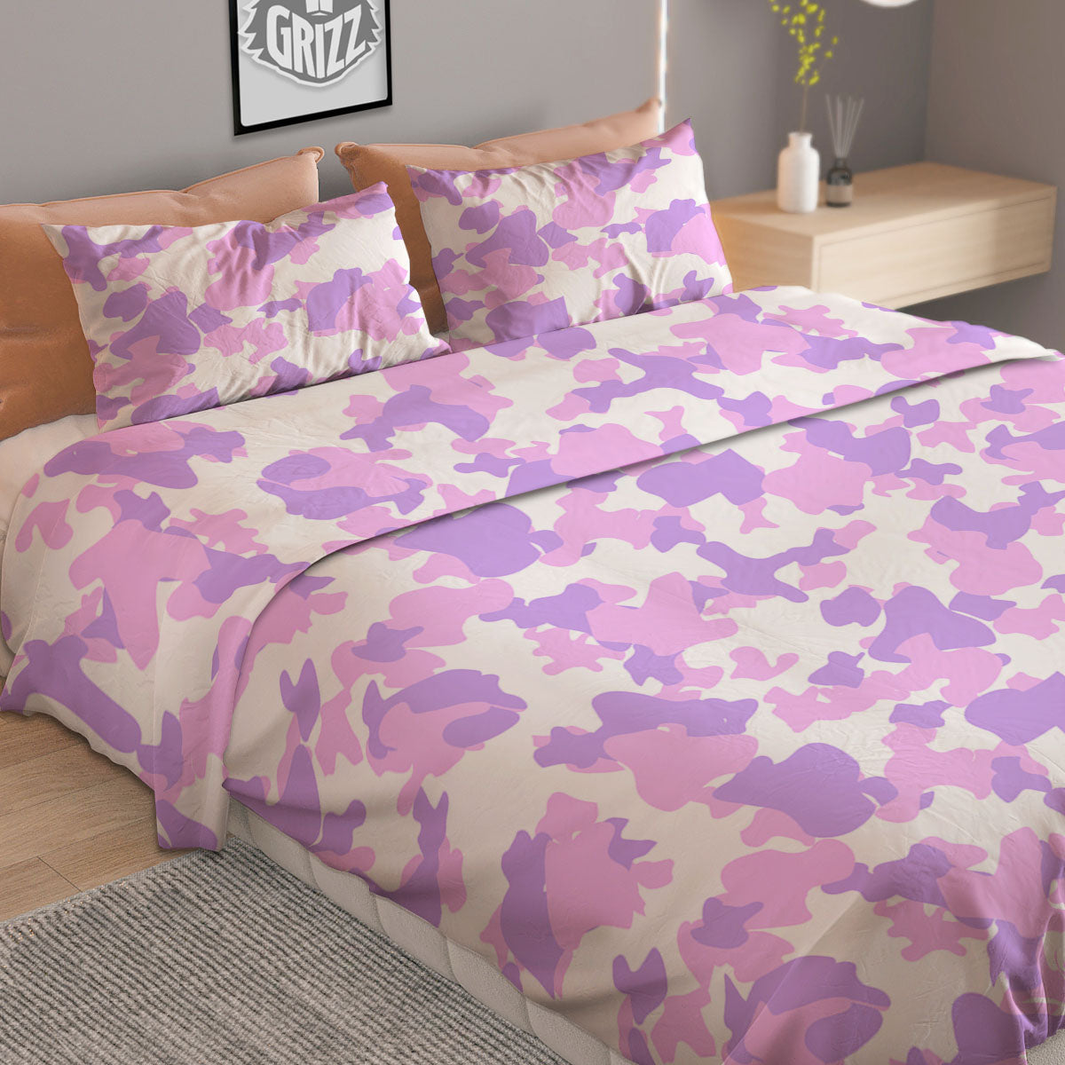 Camouflage Purple Pastel Print Duvet Cover Bedding Set