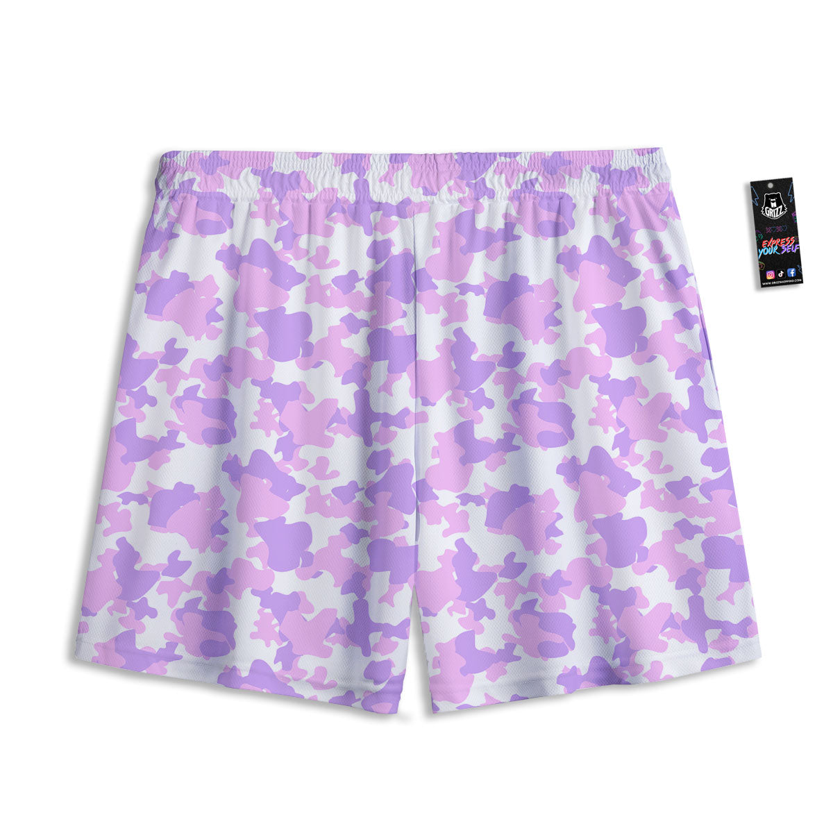 Camouflage Purple Pastel Print Mesh Shorts