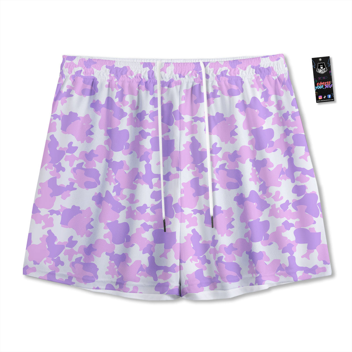 Camouflage Purple Pastel Print Mesh Shorts