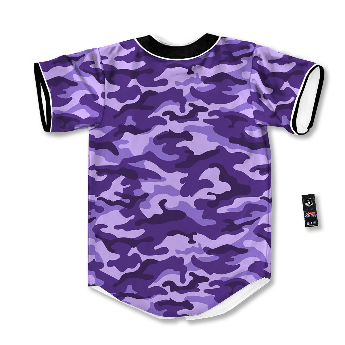 Camouflage Purple Print Pattern Baseball Jersey-grizzshop