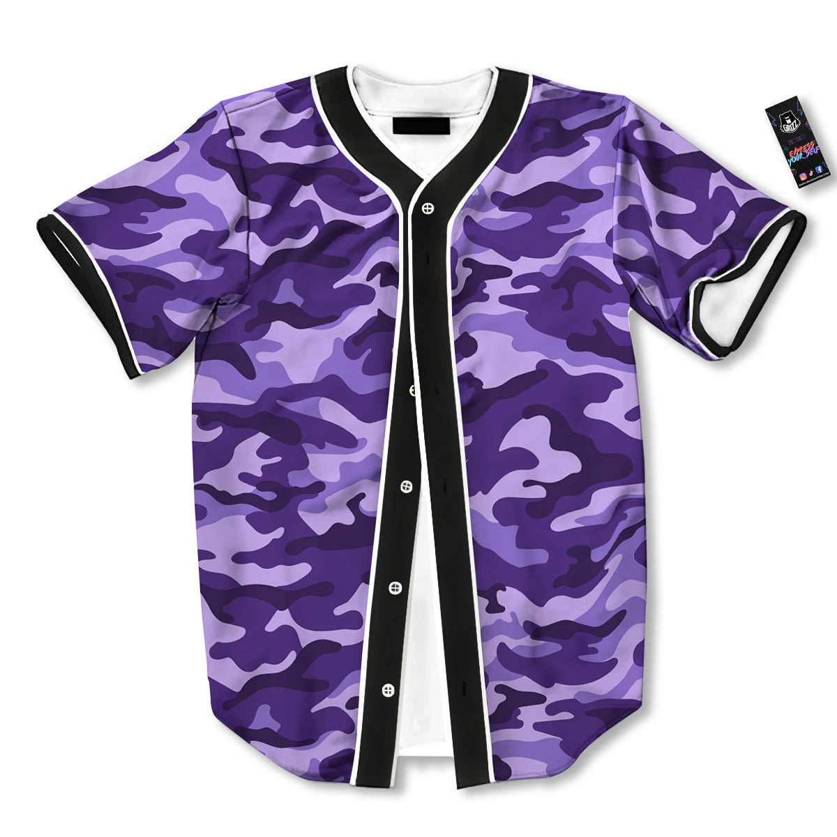 Camouflage Purple Print Pattern Baseball Jersey-grizzshop