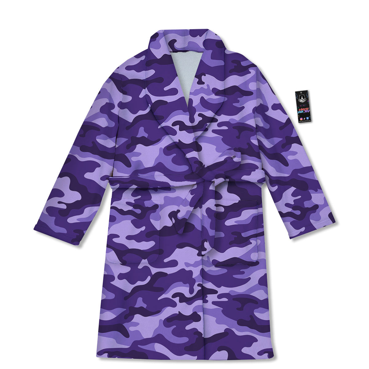 Camouflage Purple Print Pattern Bathrobe-grizzshop