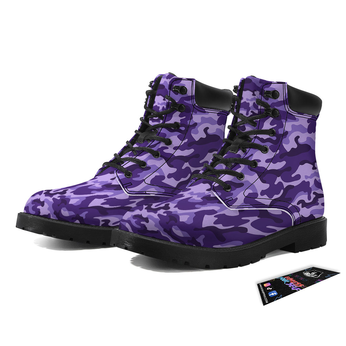 Camouflage Purple Print Pattern Boots-grizzshop